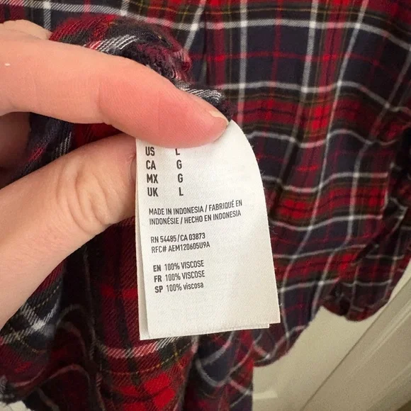 American Eagle Boyfriend Fit Ah-amazingly Soft Oversized Flannel Women’s Large - Picture 5 of 5